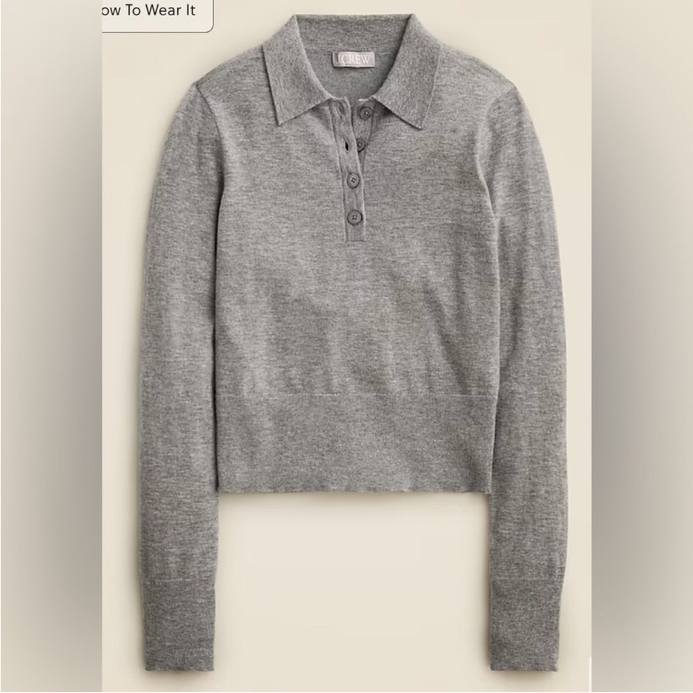 New J Crew Cashmere cropped polo collared sweater sz S